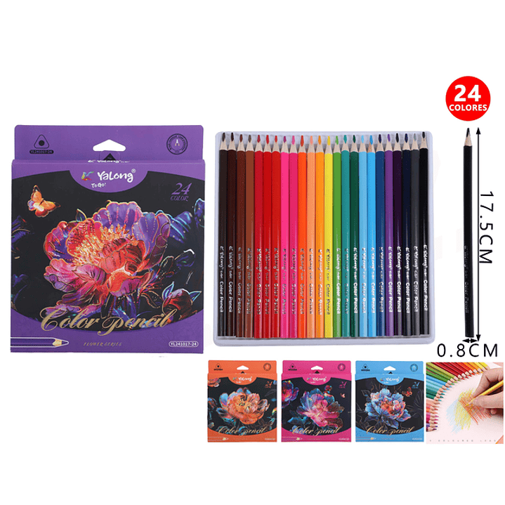 Lápices de colores Flores 17.5cm 24pcs 1