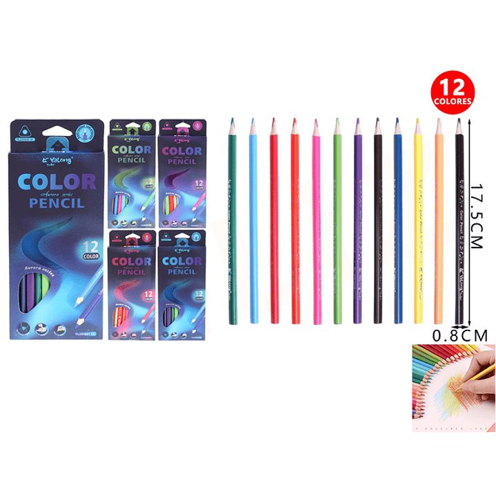 Lápices de colores Yalong 17.5cm 12pcs 1