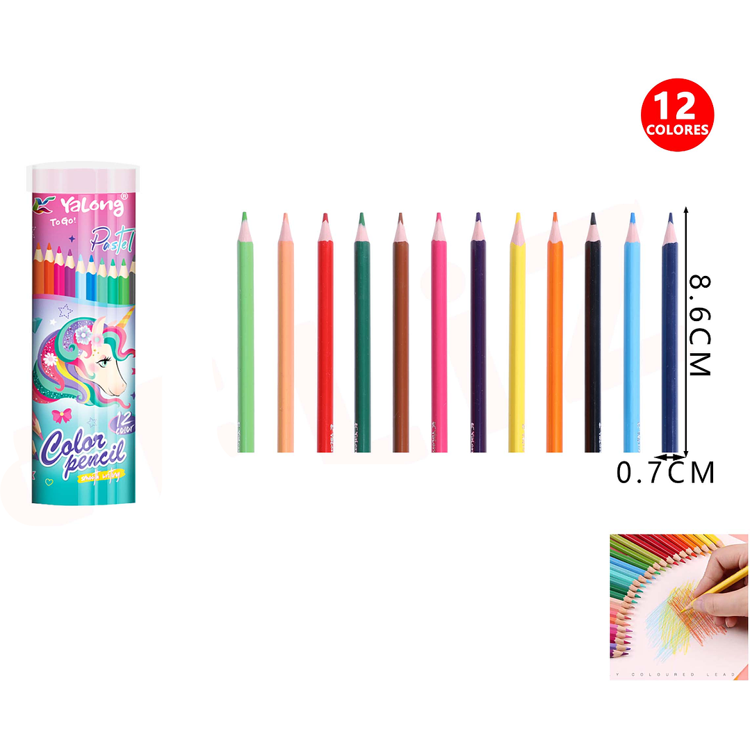 Lápices de colores El Balde Unicornio 8.6cm 12pcs 1