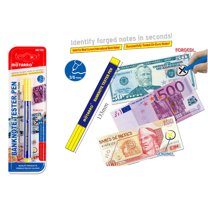 Lapiz Detector De Billetes Amarillo 1