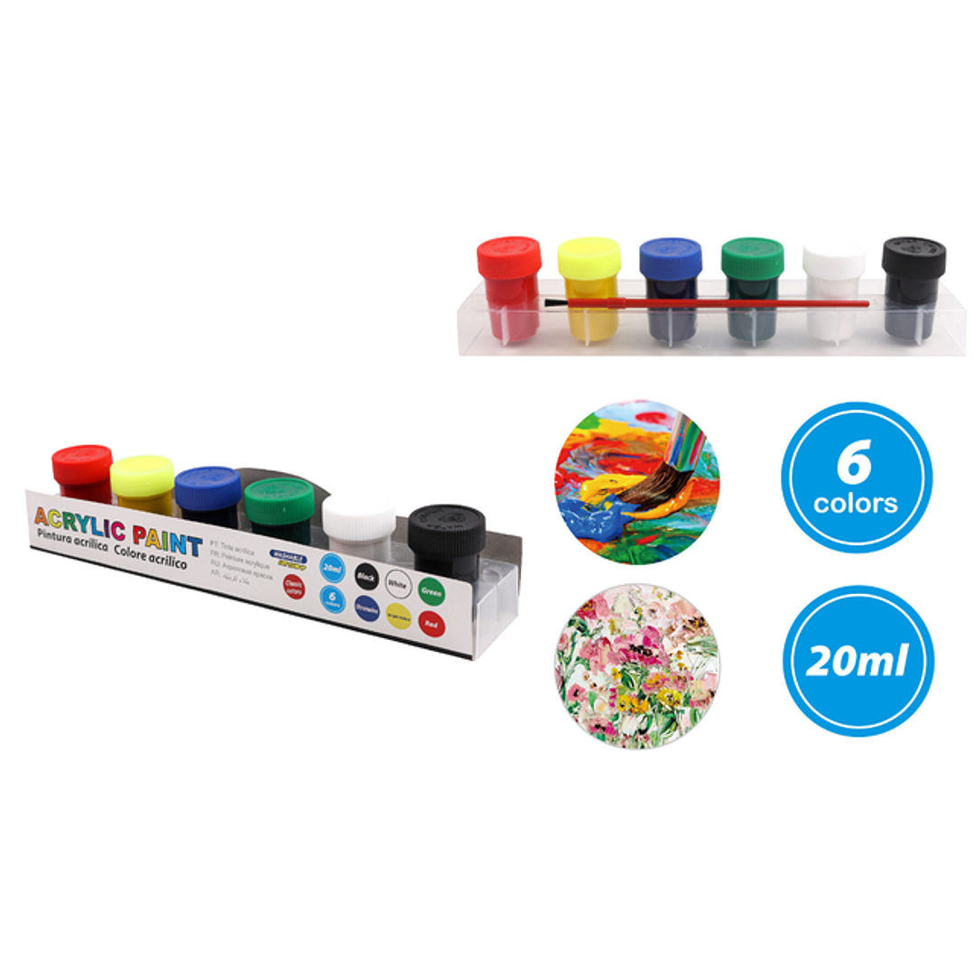 Pintura Acrilíca 6pcs 20ML 1