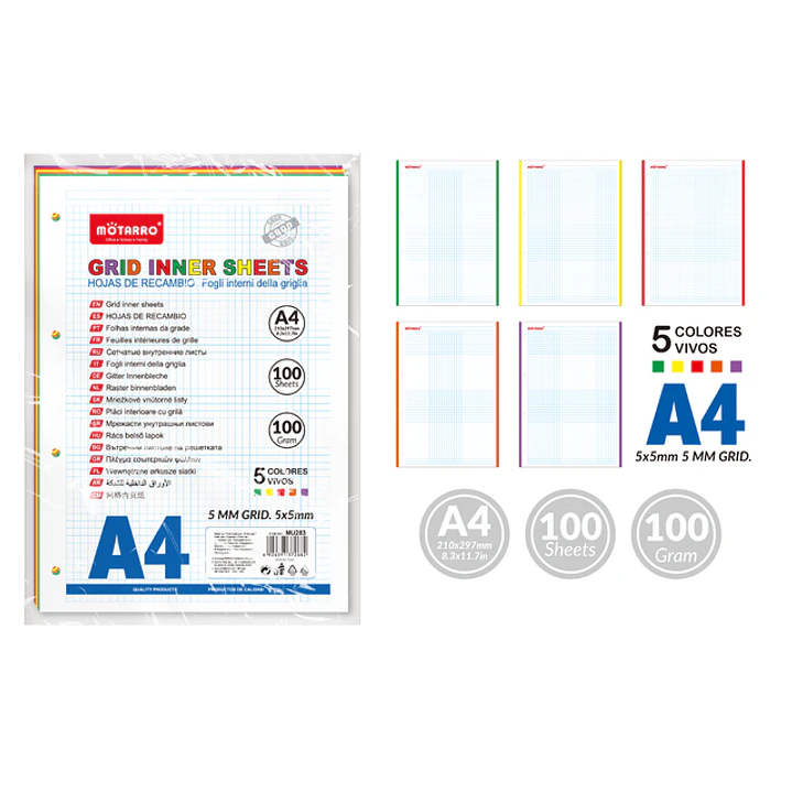 Repuesto de Papel para Carpeta 4Anillos A4 100 Unidades 1