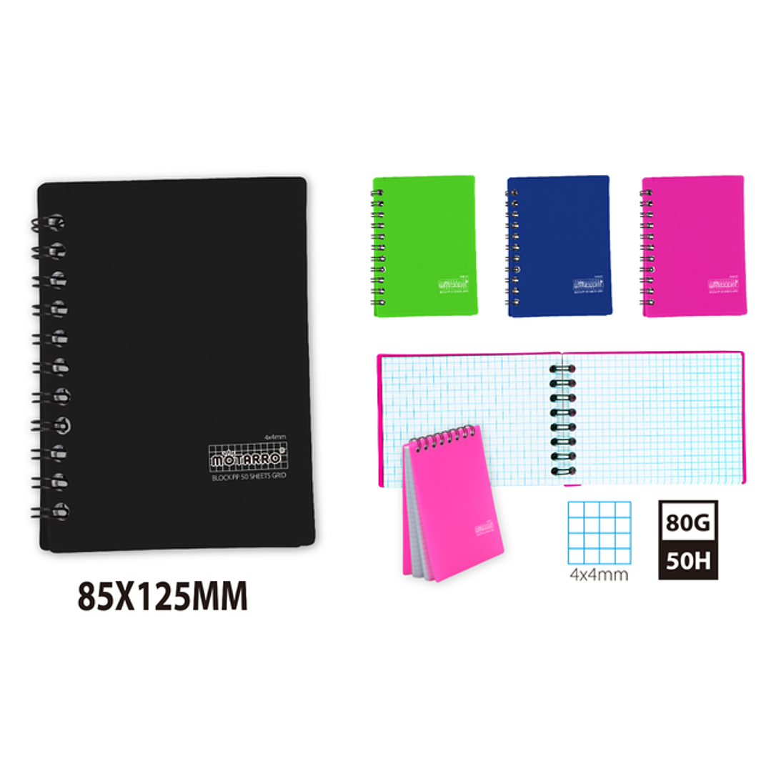Libreta con Espiral V PP 50Hojas 85x125mm 1