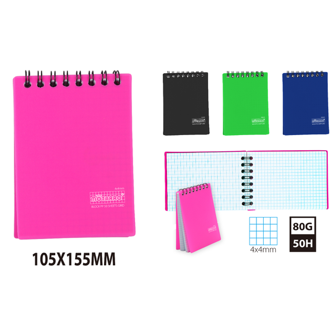 Libreta con Espiral H PP 50Hojas 105*155mm 1