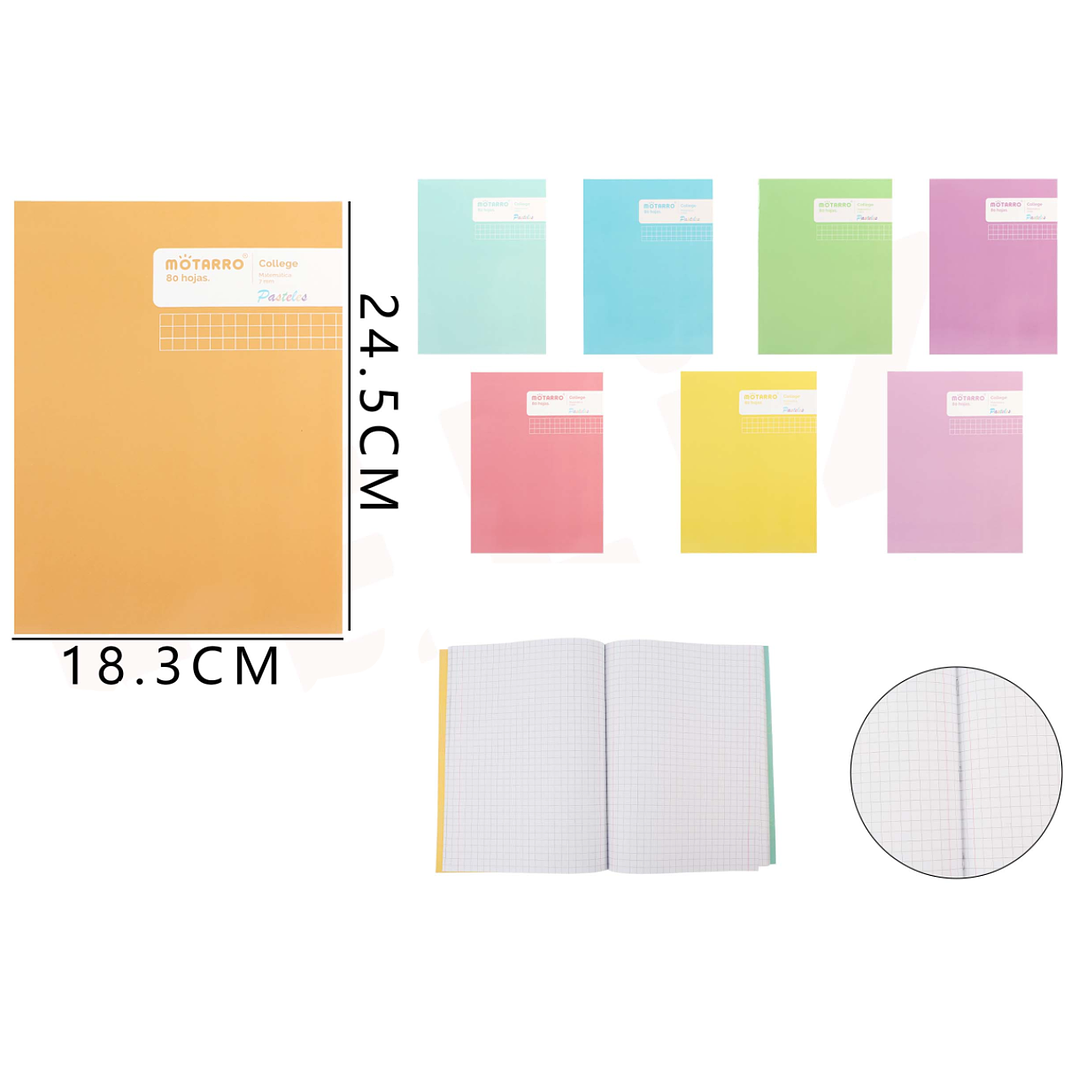 Cuaderno College Matemática Pastel 7mm 24.5*18.3cm 80Hojas 1