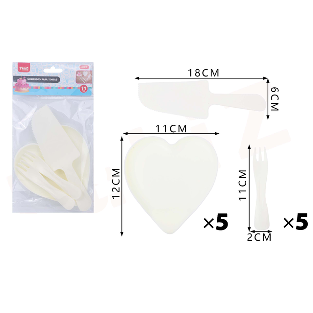 Juego de Cubiertos Corazón Blanco 11pcs 1