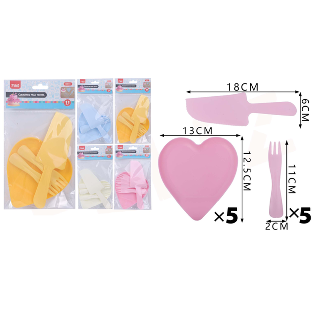 Juego de Cubiertos Corazón Multicolor 11pcs 1