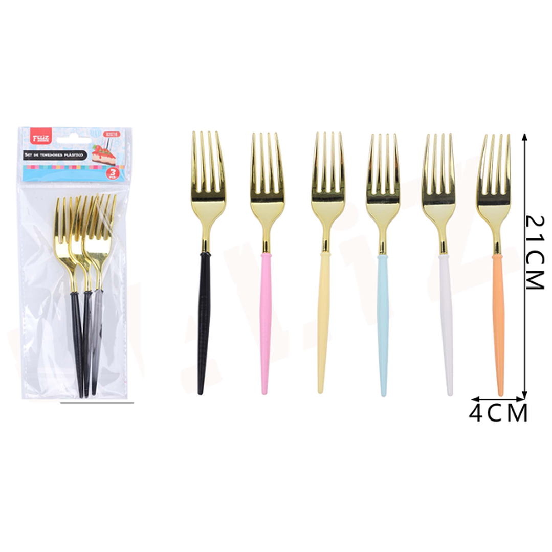 Tenedores dorados 3pcs 21cm 1