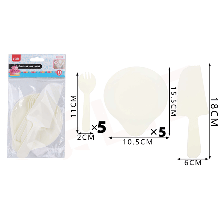 Juego de Cubiertos Redondo Blanco 11pcs 1