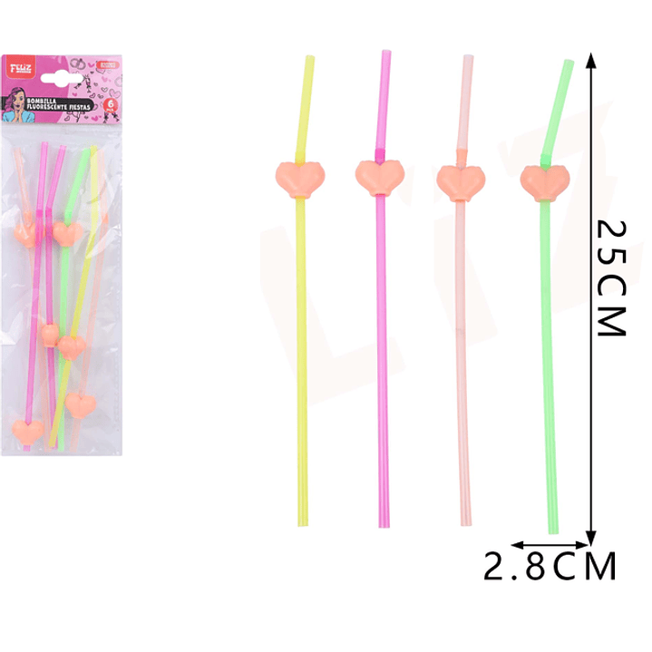 Bombillas Corazón flúor Despedida Soltera 6pcs 1