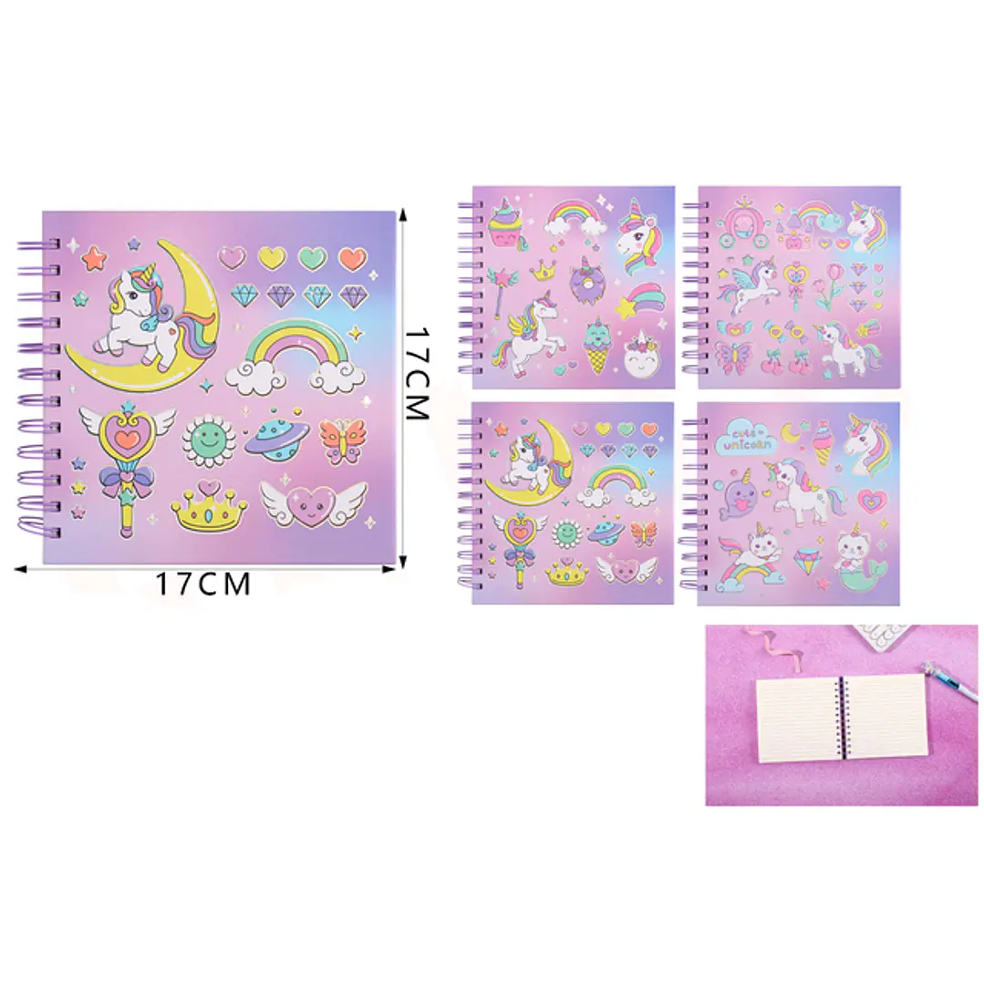 Libreta Unicornios 80Hojas 17x17cm A5 14,5x21cm 1