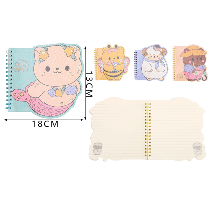 Libreta animales con Forma 60Hojas 13*18cm B6 12.5X17.6cm 1