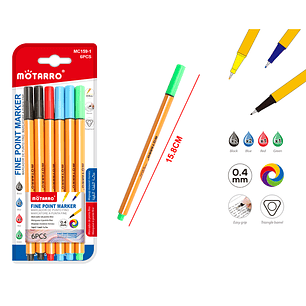 Marcadores de Punta Fina 0.4mm 6colores