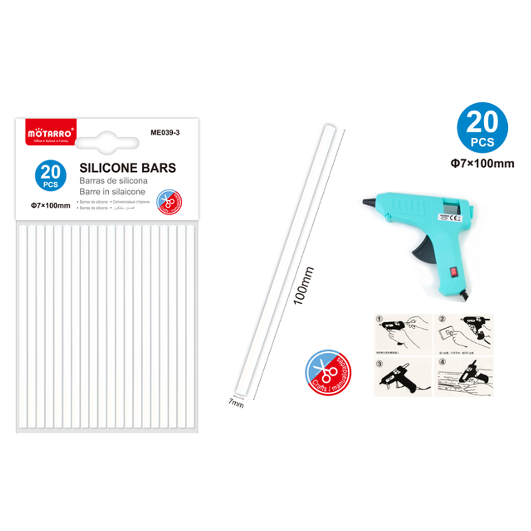 Barras De Silicona Transparente 20Pcs 7x100Mm 1