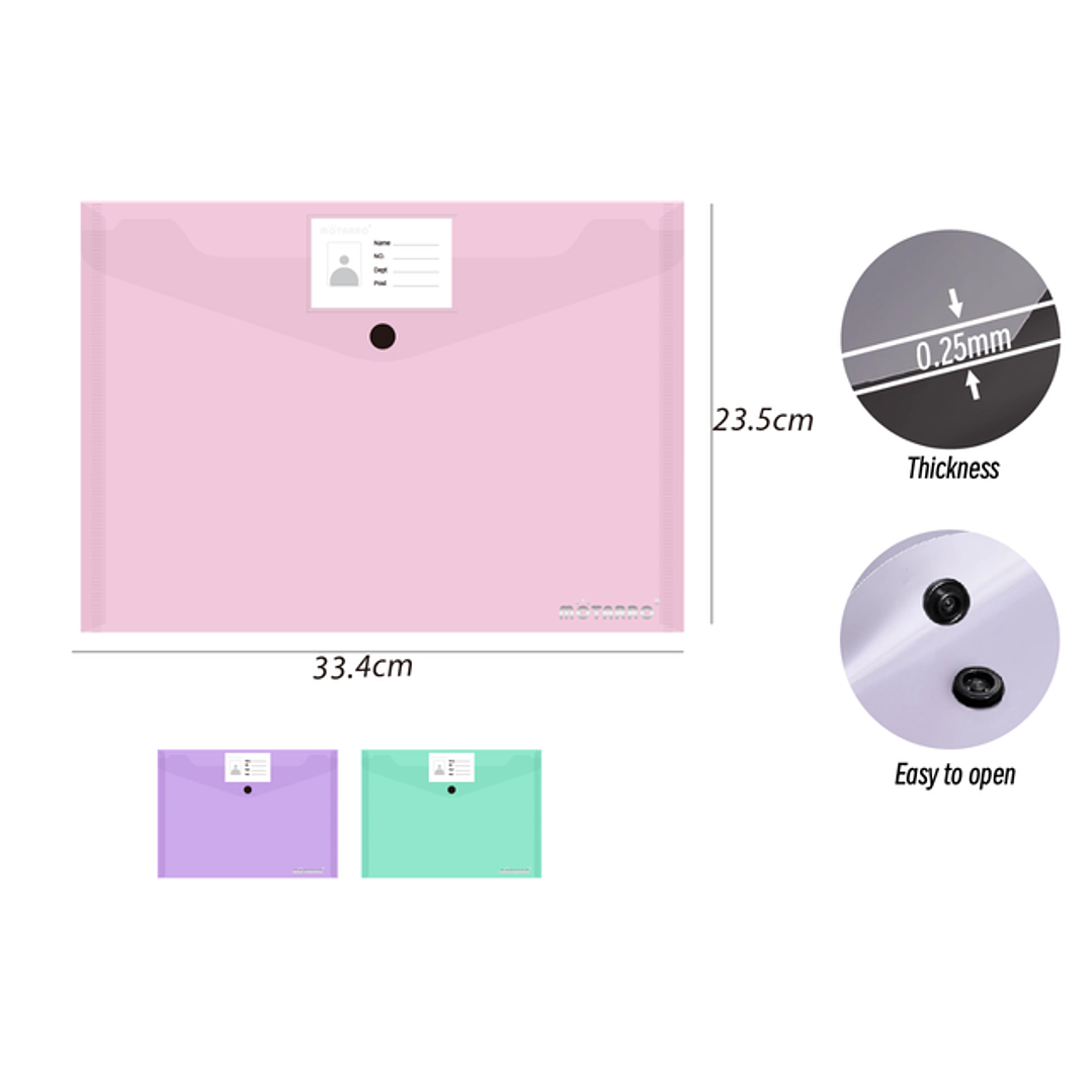 Carpeta C/Botón Tarjeta Multicolor Pastel A4 1