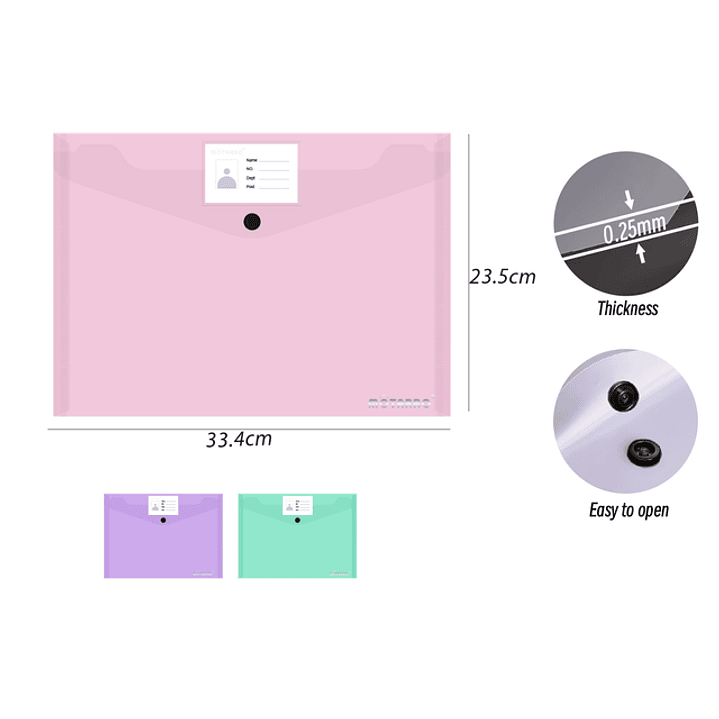 Carpeta C/Botón Tarjeta Multicolor Pastel A4 1