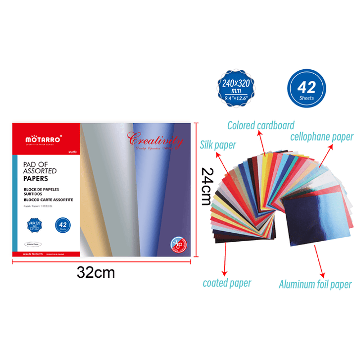 Block Papeles Surtidos A4 42Pcs 1