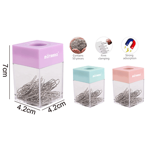 Clips de Papel en balde magnético pastel 50pcs