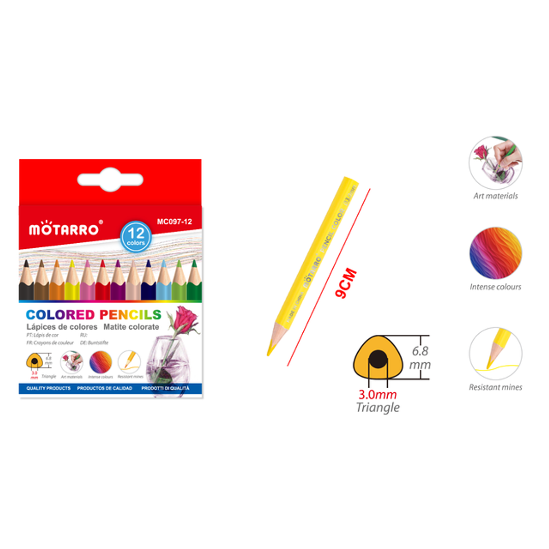 Lapices De Color Mini 9Cm 12Pcs 1
