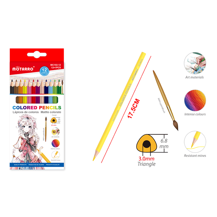 Lápices de Color bicolor 17.5cm 12pcs 1