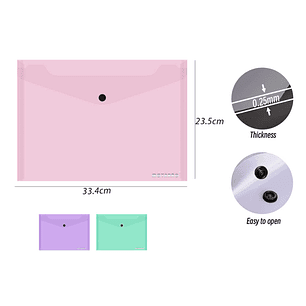 Carpeta A4 Con Boton Pastel