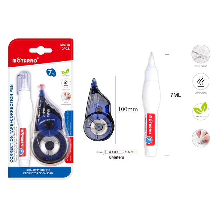 Corrector De Cinta 8M 7Ml Corrector 2Pcs 1