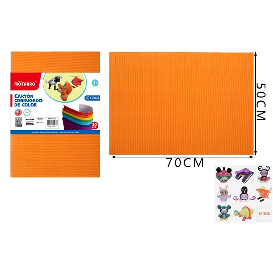 Carton Corrugado Naranjo 50x70Cm 20Pcs 1