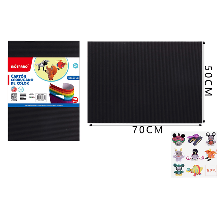 Carton Corrugado Negro 50x70Cm 20Pcs 1