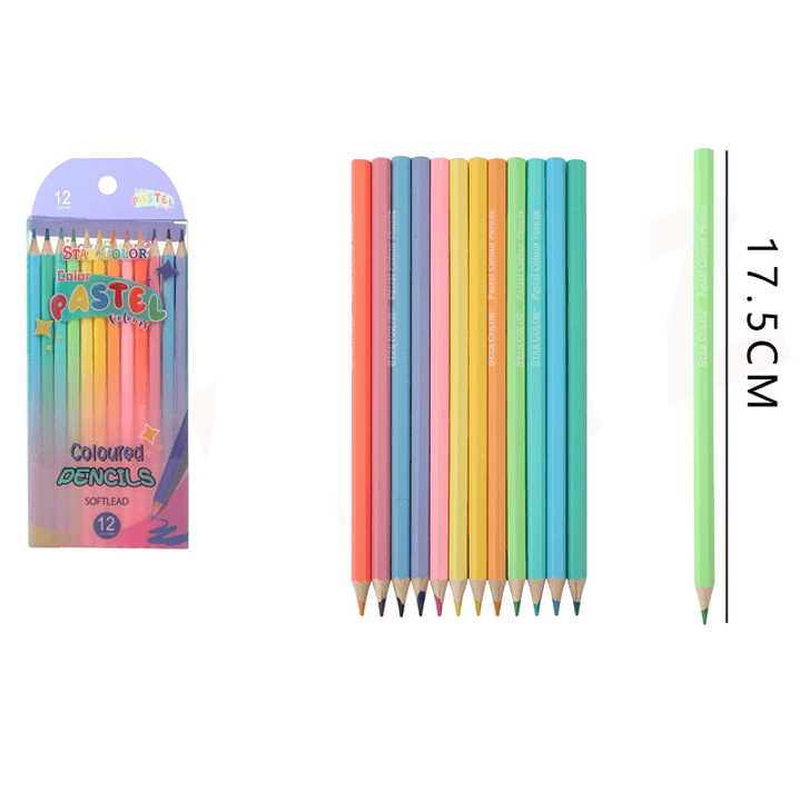 Lápices de Colores Pastel 17.5cm 12pcs 1