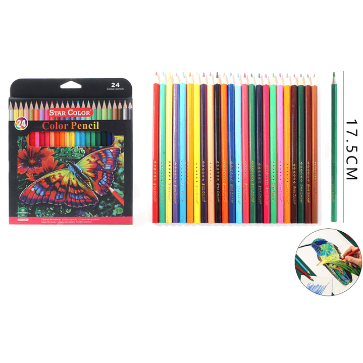 Lápices de Colores Mariposa 17.5cm 24pcs 1