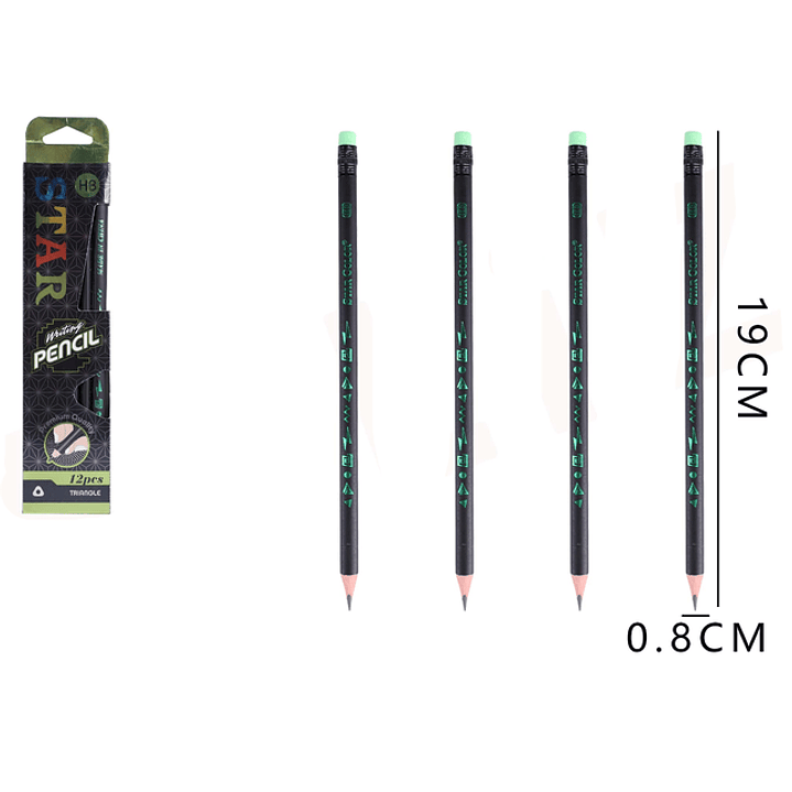Lápices Grafitos Verde HB 19cm 12pcs 1
