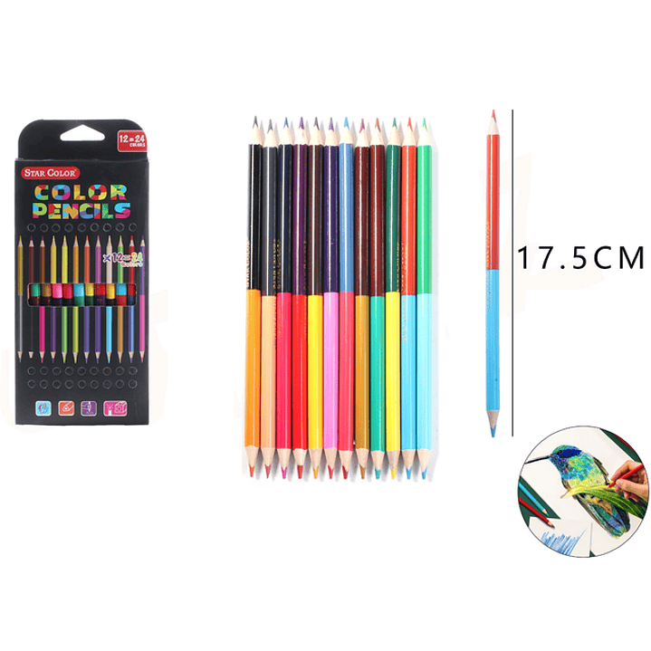 Lápices de Color Duo 24Colores 17.5cm 12pcs 1