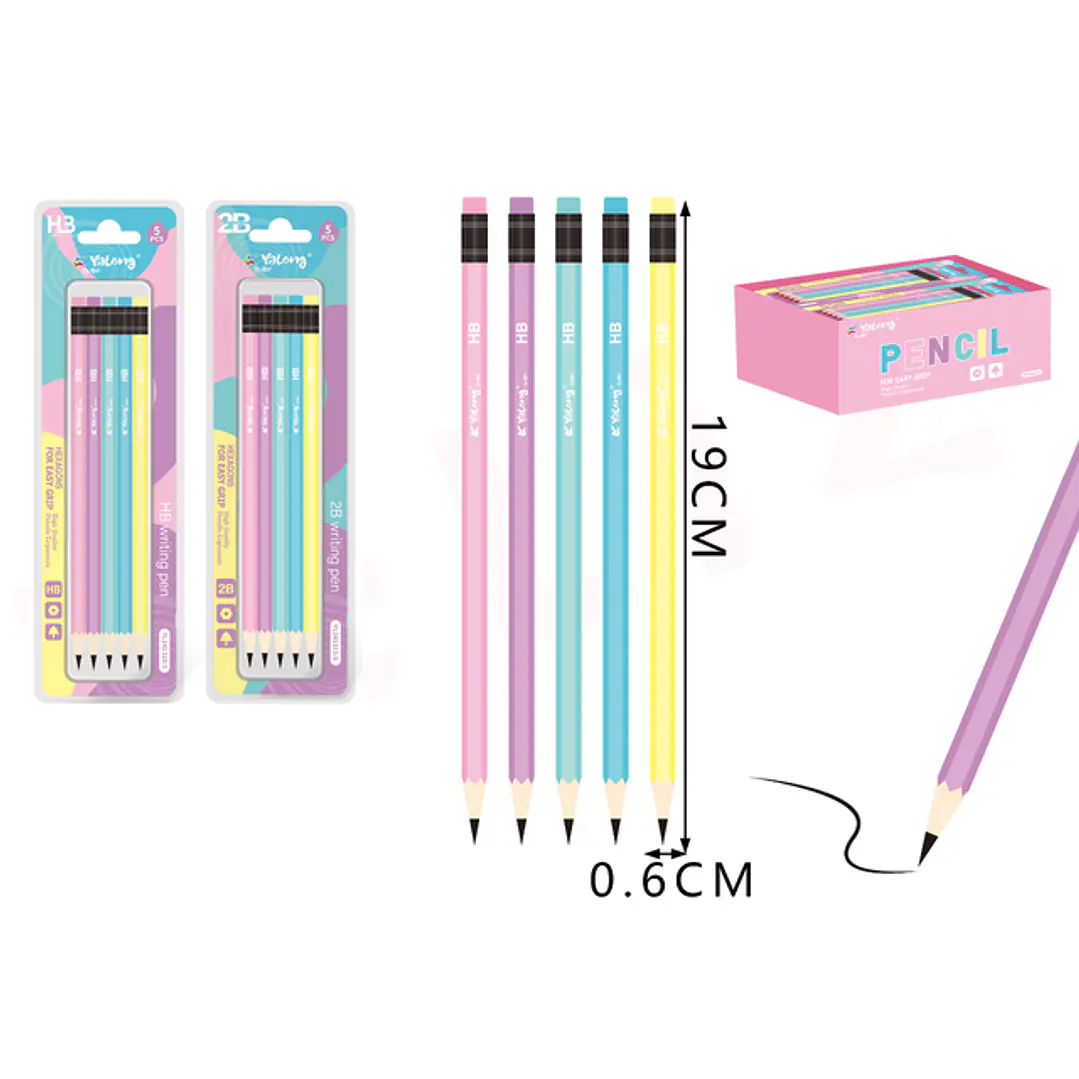 Lápices Grafito HB pastel 5pcs 1