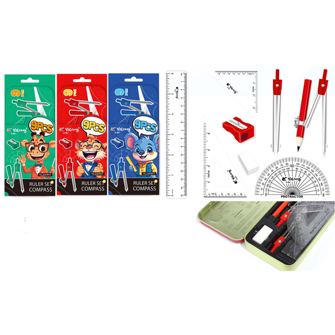 Set de Compas+Reglas 9pcs 1