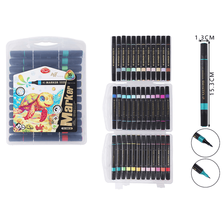 Marcadores De Colores Tortuga 153Cm 36Pcs 1