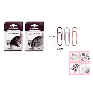 Clips de Papel 3 colores 60pcs 28mm