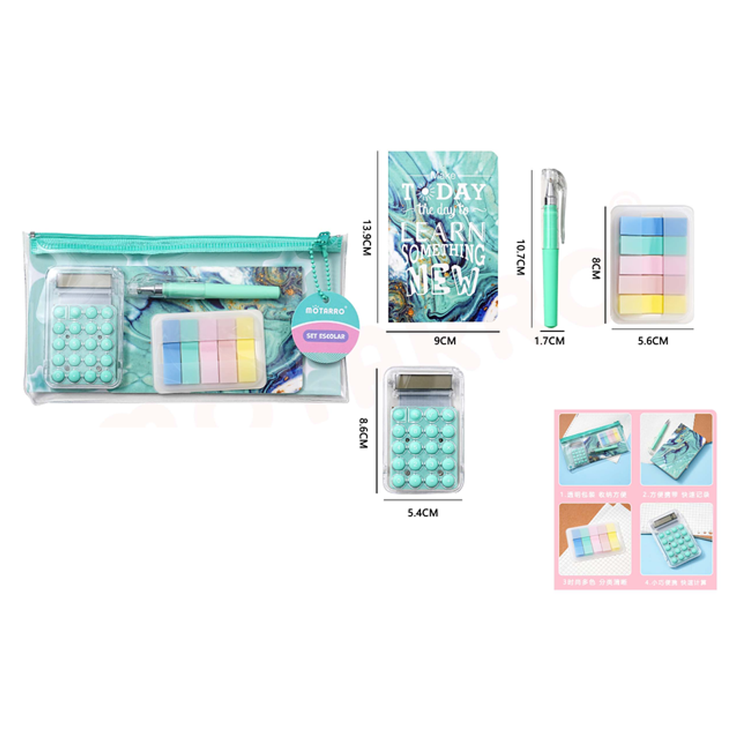 Set Escolar Verde Pastel 1