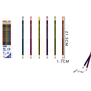 Lápices Grafito HB flúor 12pcs