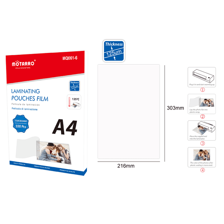 Lamina De Termolaminacion A4 100Pcs 1