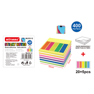 Set de Notas Adhesivas v2 75x75mm 400pcs+20x5pcs