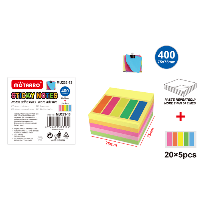 Set De Notas Adhesivas V3 7575Mm 400Pcs205Pcs 1