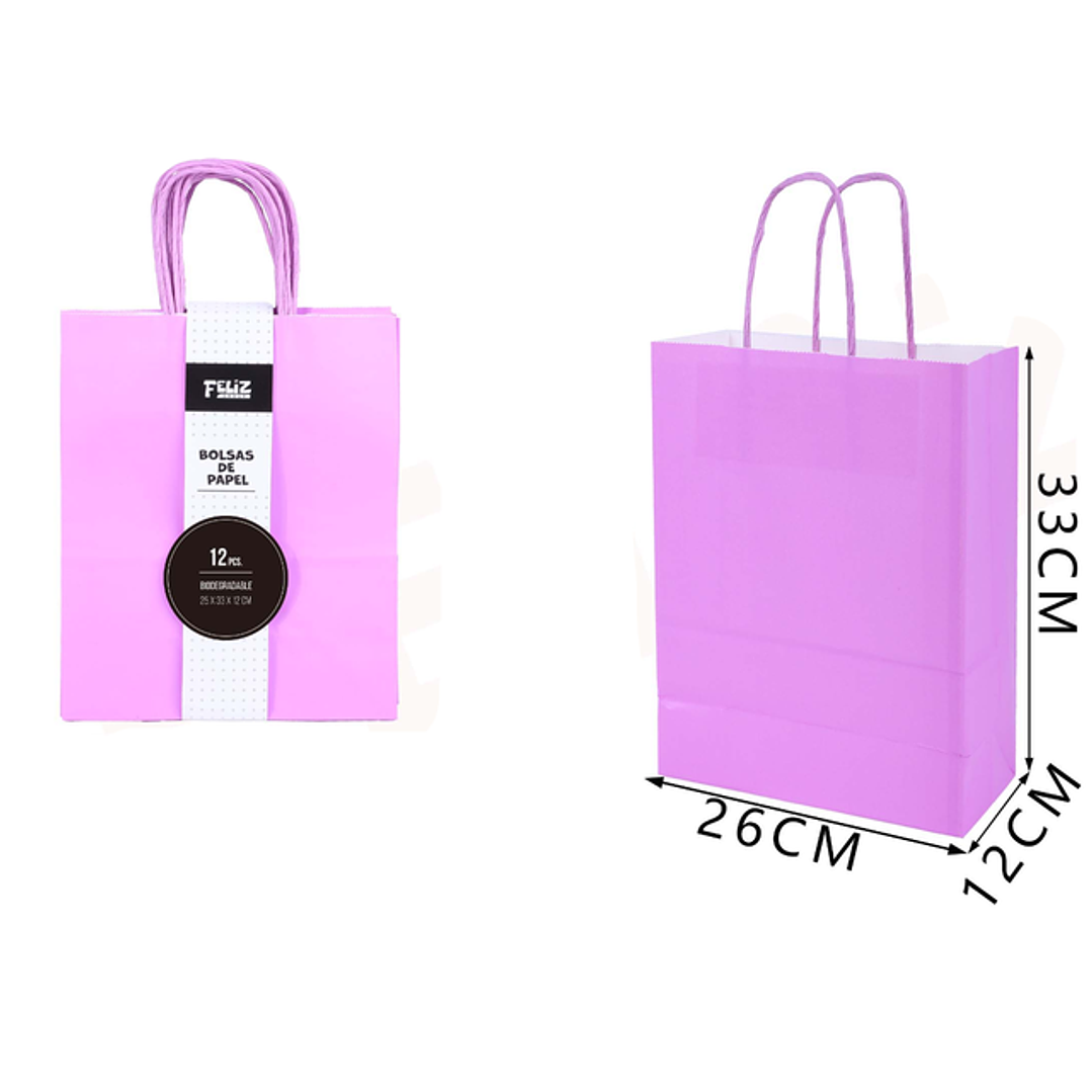 Bolsas de Papel Fucsia 26*33*12cm 1