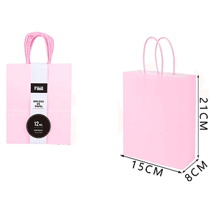 Bolsas de Papel Rosado 15*21*8cm