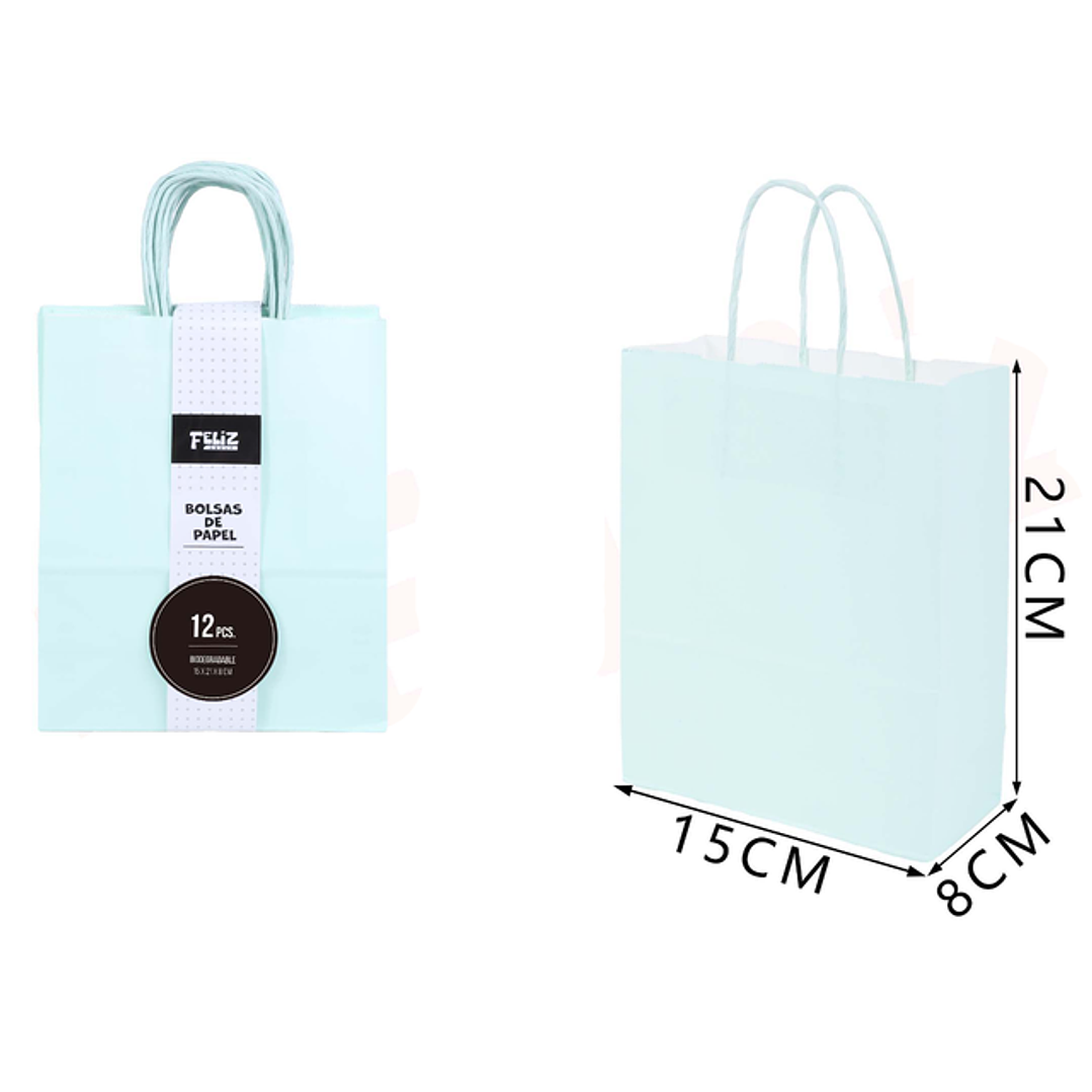 Bolsas de Papel Verde agua 15*21*8cm 1