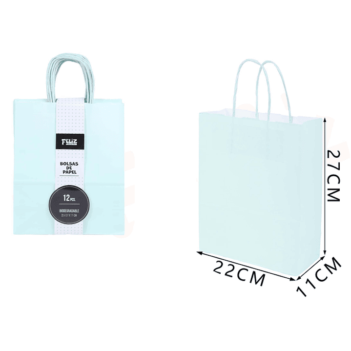 Bolsas de Papel Verde agua 22*27*11cm 1