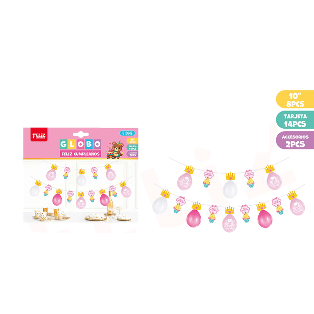 Guirnalda con Globos Cumpleaños Rosado 24pcs 1