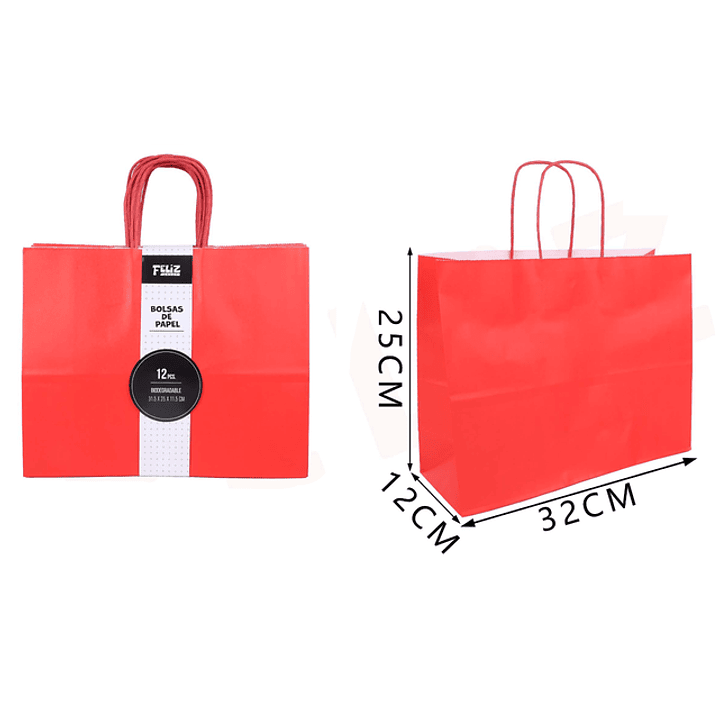 Bolsas de Papel Rojo 31.5*25*11.5cm 1