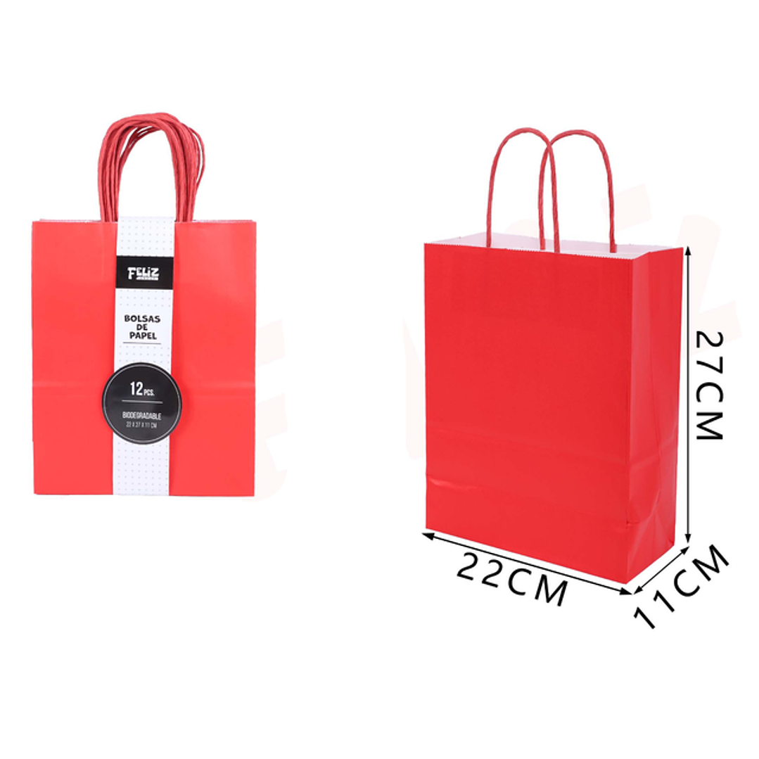 Bolsas de Papel Rojo 22*27*11cm 1