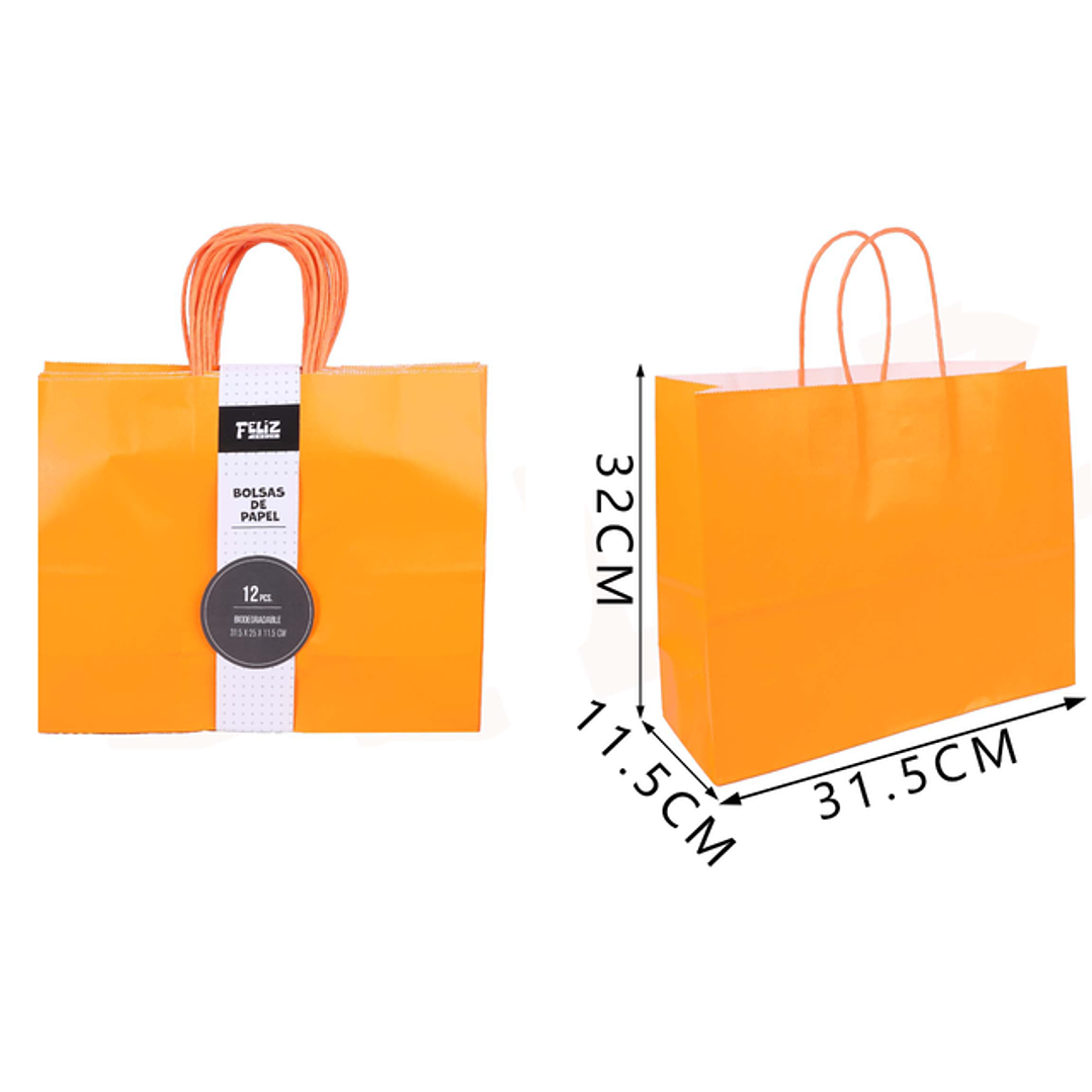 Bolsas de Papel Naranjo 31.5*25*11.5cm 1
