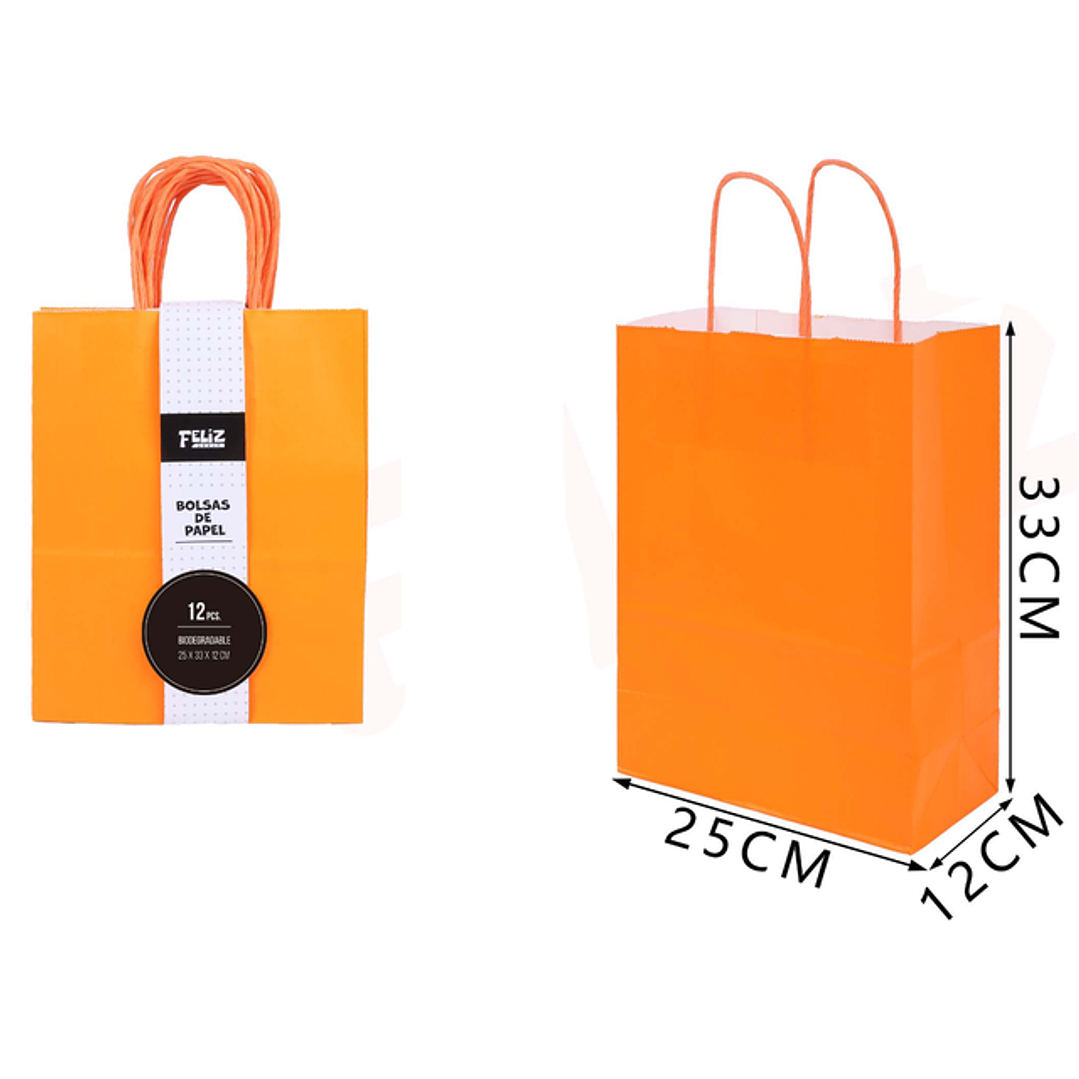 Bolsas de Papel Naranjo 26*33*12cm 1
